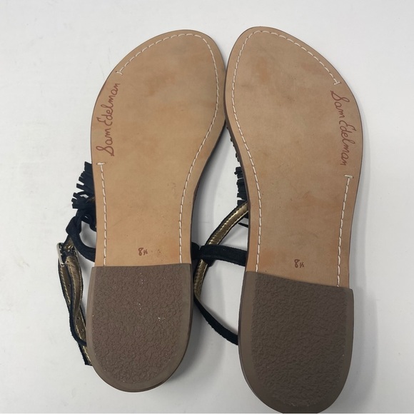 Sam Edelman Gela Black Fringe Snake Print Sandals 8 1/2 - Picture 7 of 7